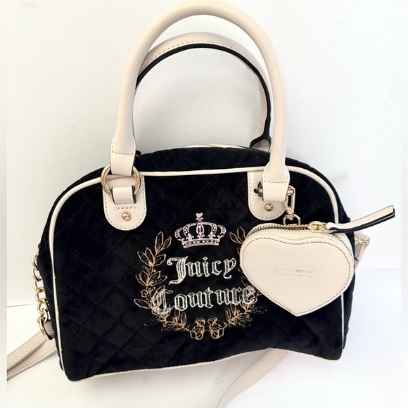 Juicy Couture Purse Velour Royal Moment Bowler Bag Coin Purse - Picture 1 of 8